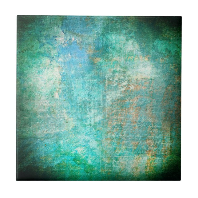 Grunge Patina vintage background Ceramic Tile (Front)