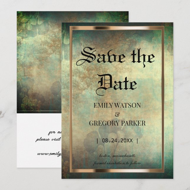 Grunge Patina vintage background Save The Date (Front/Back)