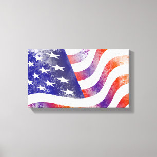 Grunge patriotic flowing American flag, Old Glory: Canvas Print