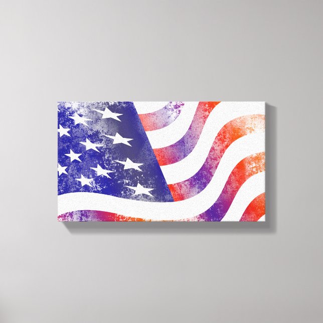 Grunge patriotic flowing American flag, Old Glory: Canvas Print (Front)