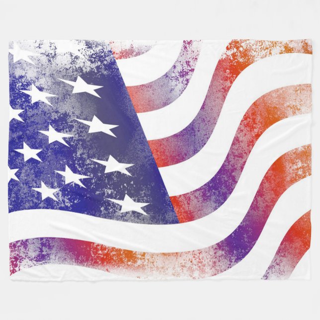 Grunge patriotic flowing American flag, Old Glory: Fleece Blanket (Front (Horizontal))