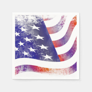 Grunge patriotic flowing American flag, Old Glory: Napkin
