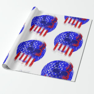grunge patriotic skull american flag skeleton wrapping paper