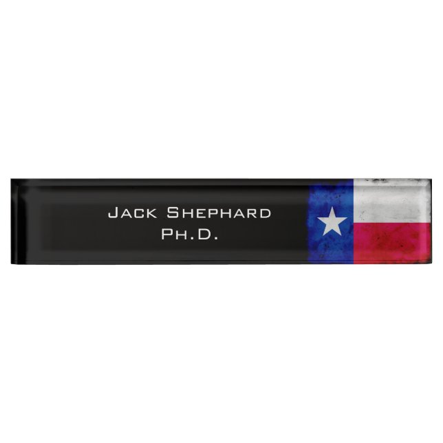 Grunge Patriotic Texas State Flag Nameplate (Front)