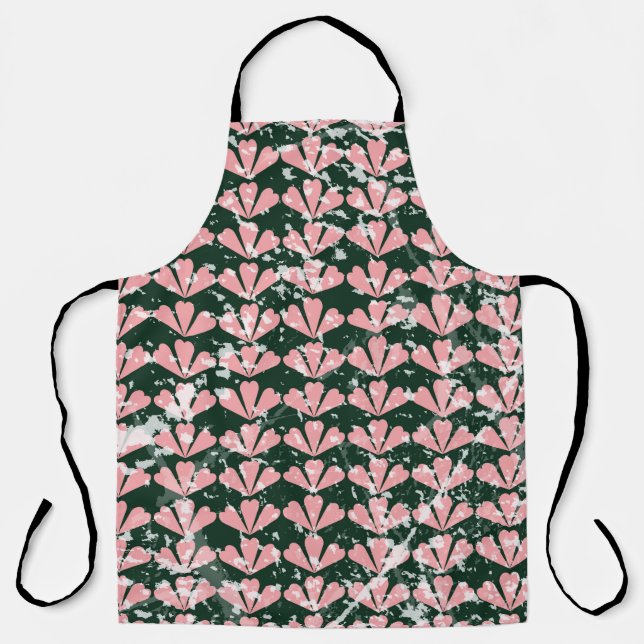 grunge pattern background, hearts, flower, pink. T Apron (Front)