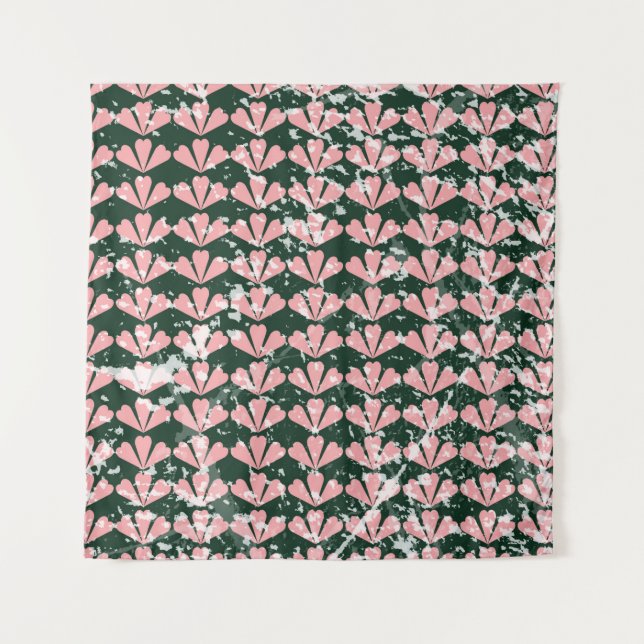 grunge pattern background, hearts, flower, pink. T Tapestry (Front)