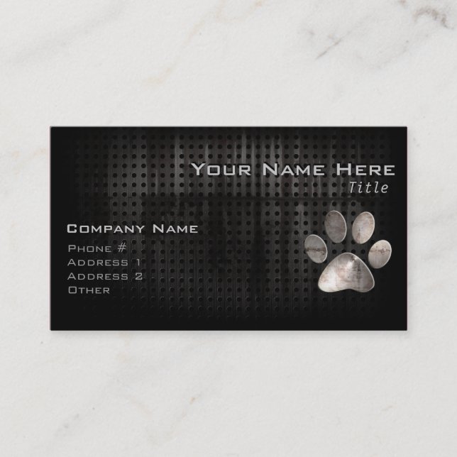 Grunge Paw Print Business Card (Front)