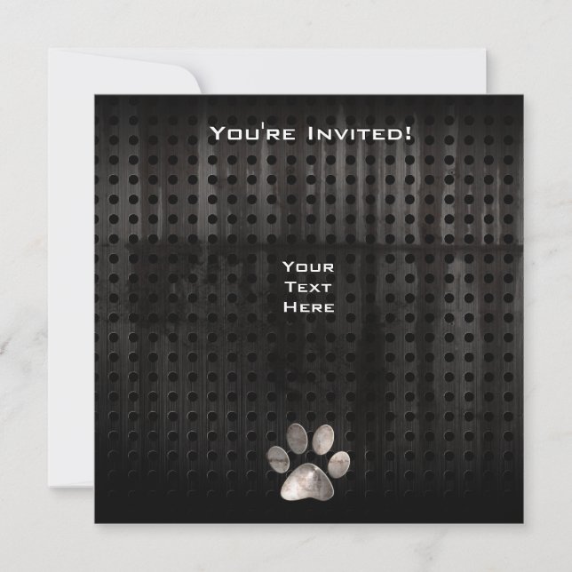Grunge Paw Print Invitation (Front)