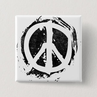 Grunge Peace Symbol 15 Cm Square Badge