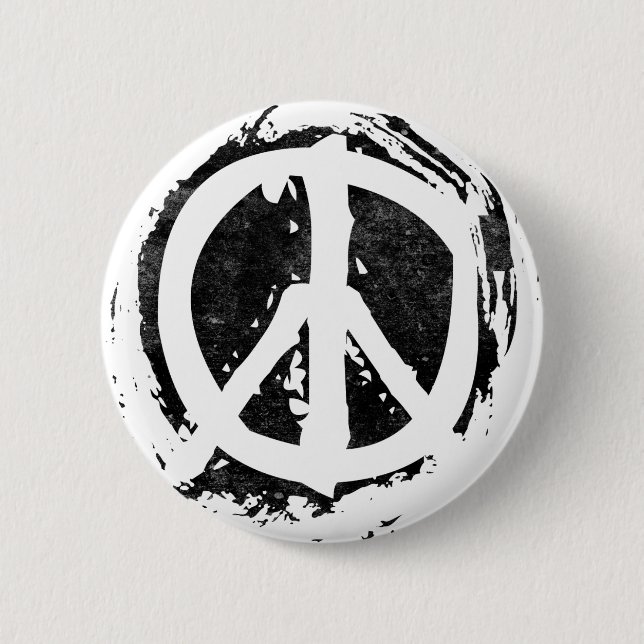 Grunge Peace Symbol 6 Cm Round Badge (Front)