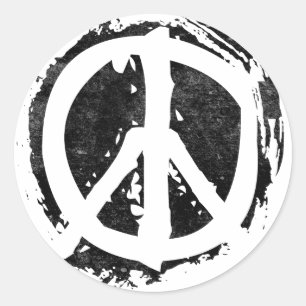 Grunge Peace Symbol Classic Round Sticker