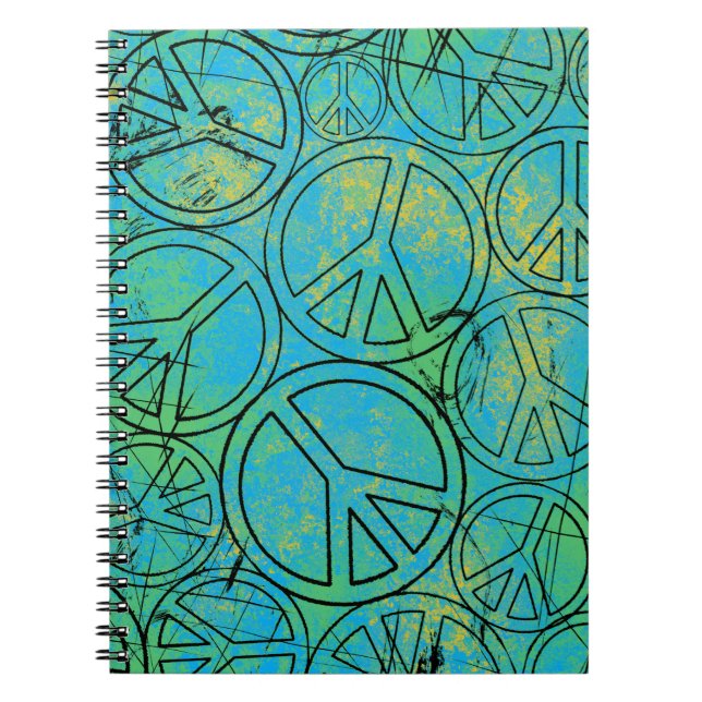 GRUNGE PEACES Spiral Notebook (Front)