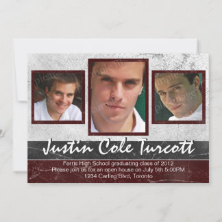 Grunge Photo Graduation Invitation - Red