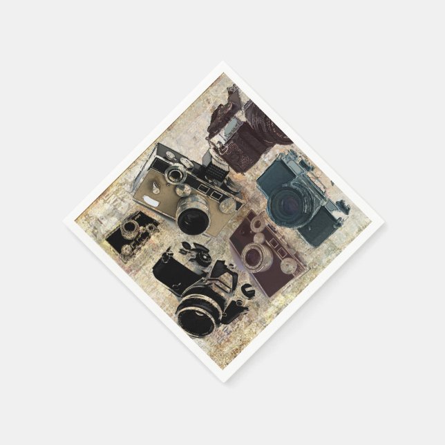 Grunge photographer photography Vintage Camera Napkin (Corner)