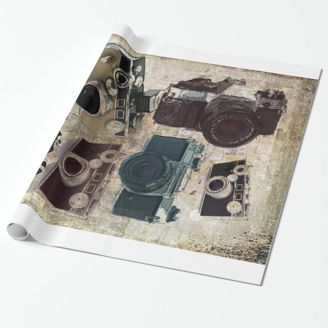 Grunge photographer photography Vintage Camera Wrapping Paper (Unrolled)