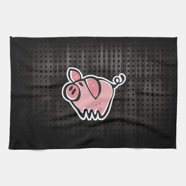 Grunge Pig Tea Towel (Horizontal)