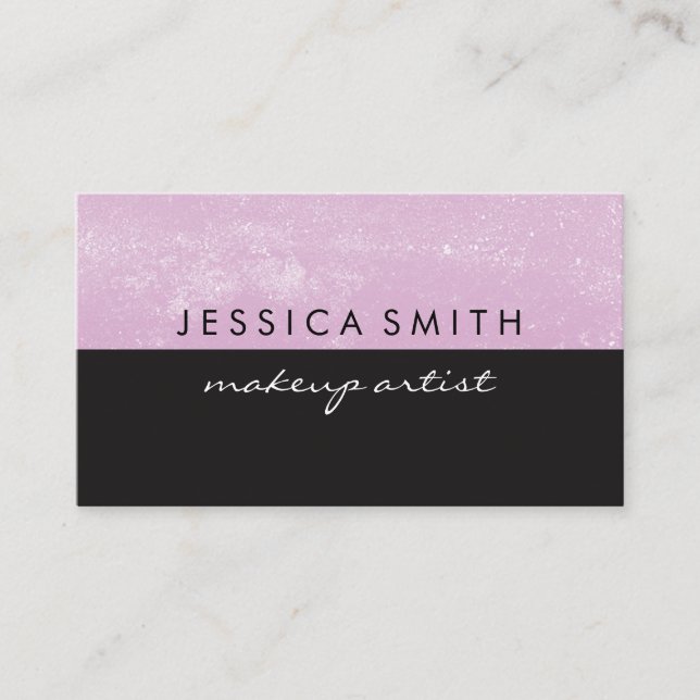 Grunge Pink Black Two Tone Business Card (Front)