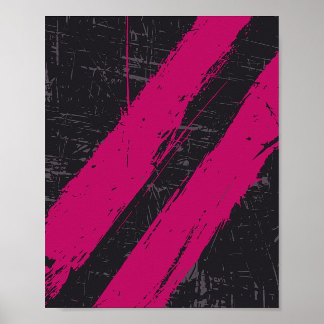 Grunge Pink Brush Stroke Abstract Design Poster (Front)