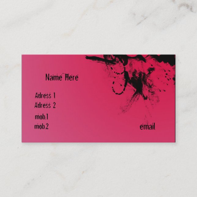 Grunge Pink Business Card (Front)