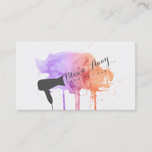 grunge pink chic modern blow dry bar hairstylist business card (Front)
