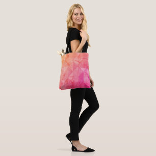 Grunge pink orange watercolor geometry pattern tote bag