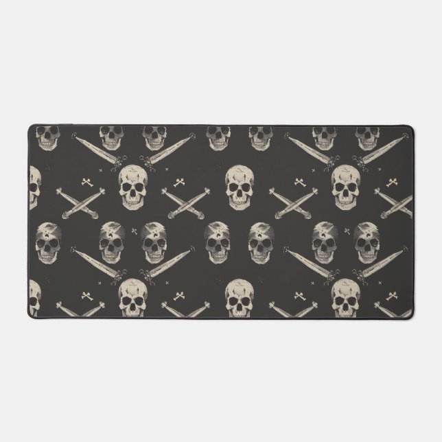 Grunge Pirate Skulls Pattern Desk Mat (Front)