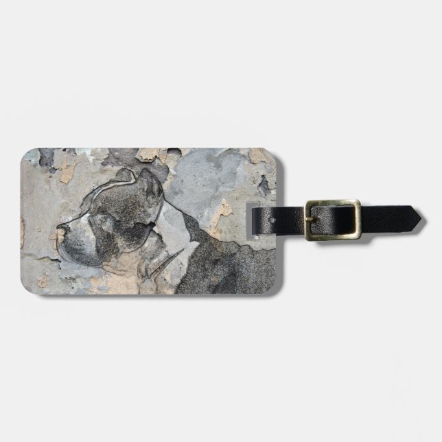Grunge Pitbull terrier Luggage Tag (Front Horizontal)