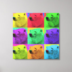 Grunge Pop Art Popart Polar Bear Closeup Colourful Canvas Print