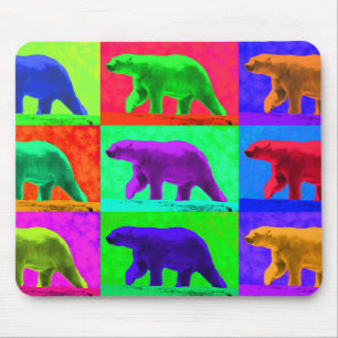 Grunge Pop Art Popart Polar Bear Multi-Panel Mouse Mat
