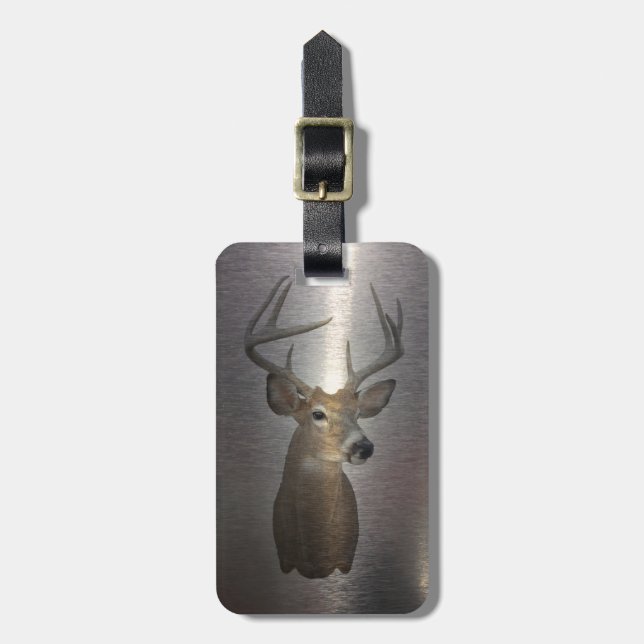 Grunge Primitive buck white tail deer Luggage Tag (Front Vertical)