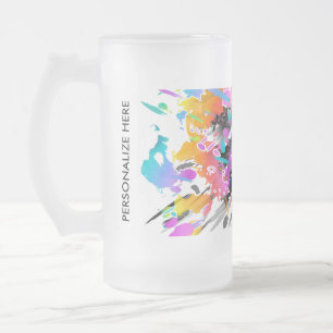 GRUNGE PUNK SPLATTER ART FROSTED GLASS BEER MUG