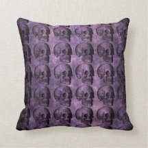 Grunge Purple Skulls Mojo Pillow
