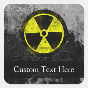 Grunge Radioactive Symbol Square Sticker