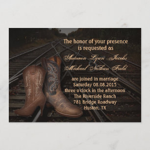 grunge railway western cowboy wedding invitation