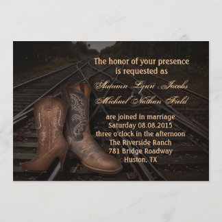 grunge railway western cowboy wedding invitation
