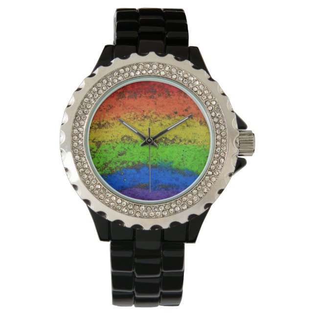 Grunge Rainbow Sidewalk Chalk Watch (Front)