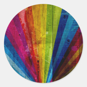 Grunge Rainbow Starbust Classic Round Sticker