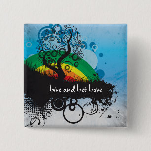 Grunge Rainbow Tree Customisable 15 Cm Square Badge