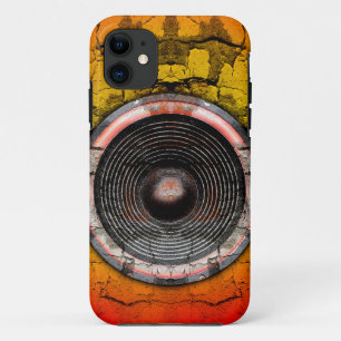 Grunge red and orange music speaker iPhone 11 case