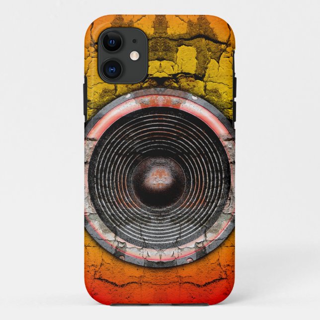 Grunge red and orange music speaker Case-Mate iPhone case (Back)
