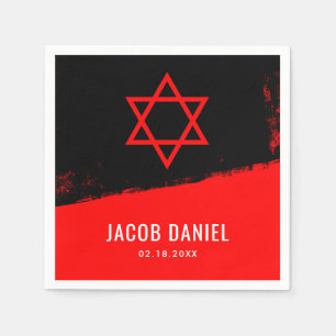 Grunge Red Black Bar Mitzvah Napkin