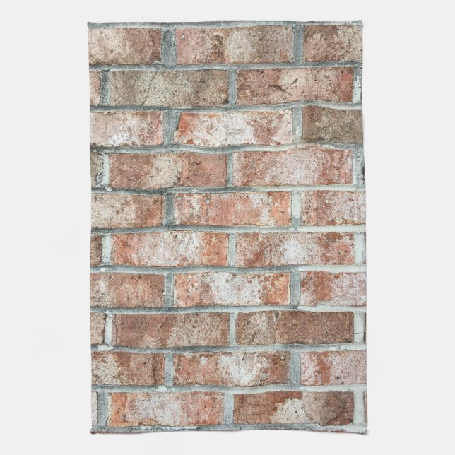Grunge Red Brick Wall Brown Bricks Background Tan Tea Towel (Vertical)