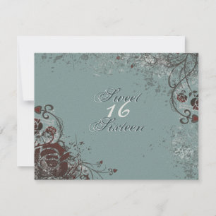 Grunge Red Rose Sweet 16 Birthday Party Invitation