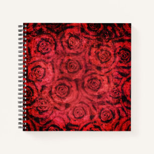 Grunge, red roses notebook
