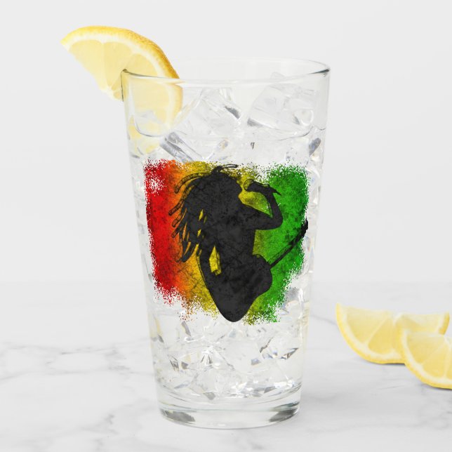 Grunge Reggae Music Rasta Rastaman Playing Guitar Glass (Front Ice)
