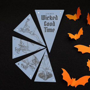 Grunge Retro Black Halloween Party Bunting