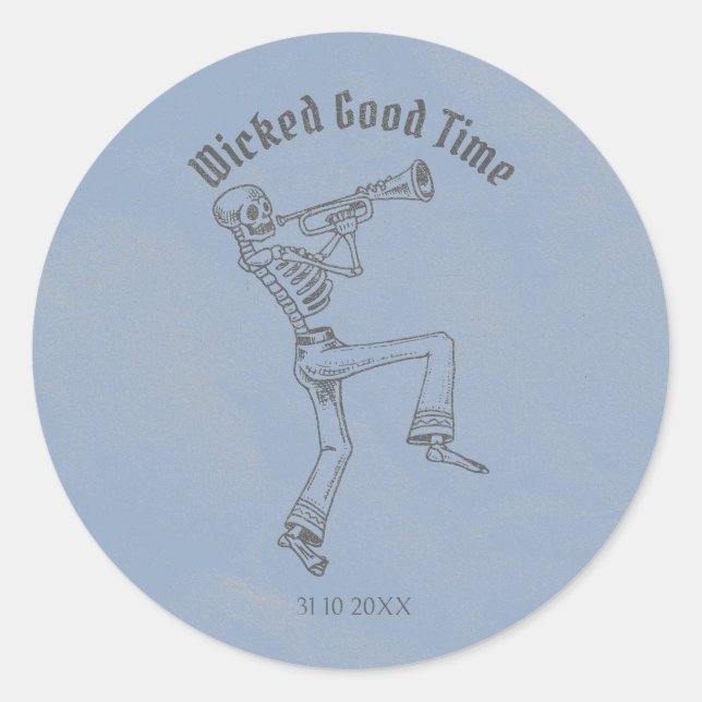 Grunge Retro Black Halloween Party Classic Round Sticker (Front)