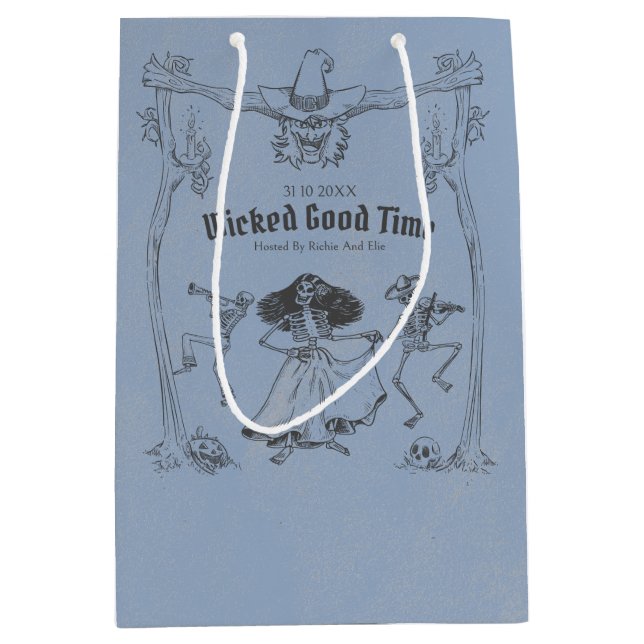 Grunge Retro Black Halloween Party Medium Gift Bag (Front)