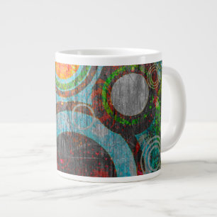 Grunge Retro Circles Large Coffee Mug