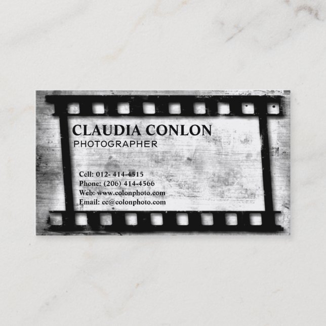 Grunge Retro Cool Old Film Maker Movie Business Card (Front)